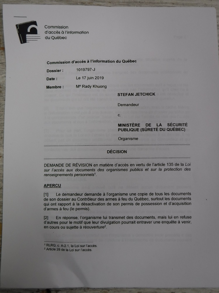 Dcision de la CAI; page 1.