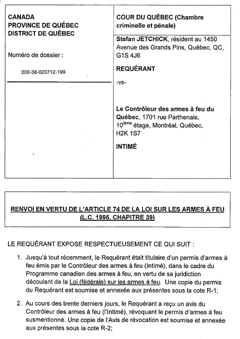 Page 1 du Renvoi.