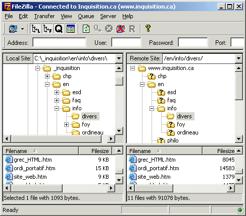 Filezilla FTP program