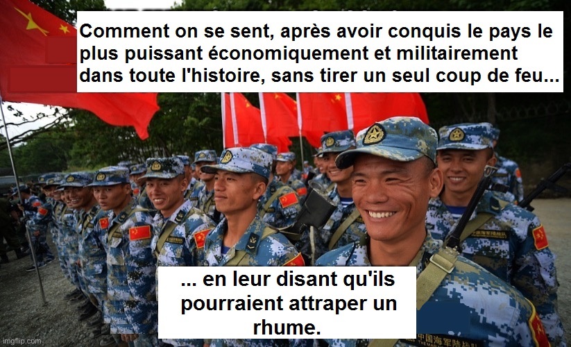 Comment on se sent, aprs avoir conquis le pays le plus puissant conomiquement et militairement dans toute l'histoire, sans tirer un seul coup de feu... en leur disant qu'ils pourraient attraper un rhume.