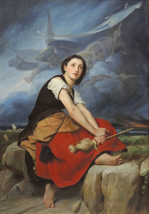 Jeanne d'Arc listening to her voices. (Lon-Franois Bnouville; 1821-1859).