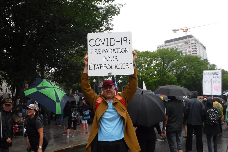 SJJ in front of the Quebec Provincial Parliament, 2020-July-26. Covid-19: Preparation for a Police-State?