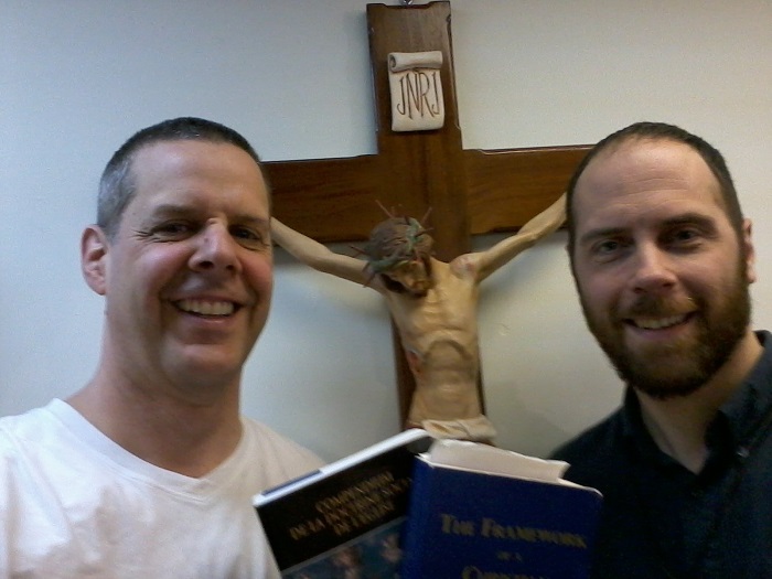 Georges Buscemi (right) at the almost foundation of the Christ-The-King Party, Basement of the St-Irne church, 2016-March-08.