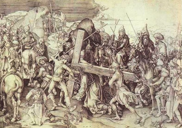 Martin Schongauer. Le portement de la Croix.