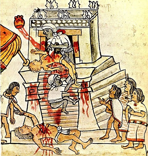 Sacrifice humain chez les Aztques.