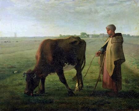 Jean-Franois Millet. Woman Grazing her Cow.