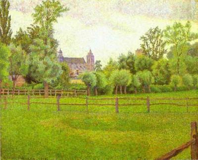 Lucien Pissarro. L'�glise � Gisors.