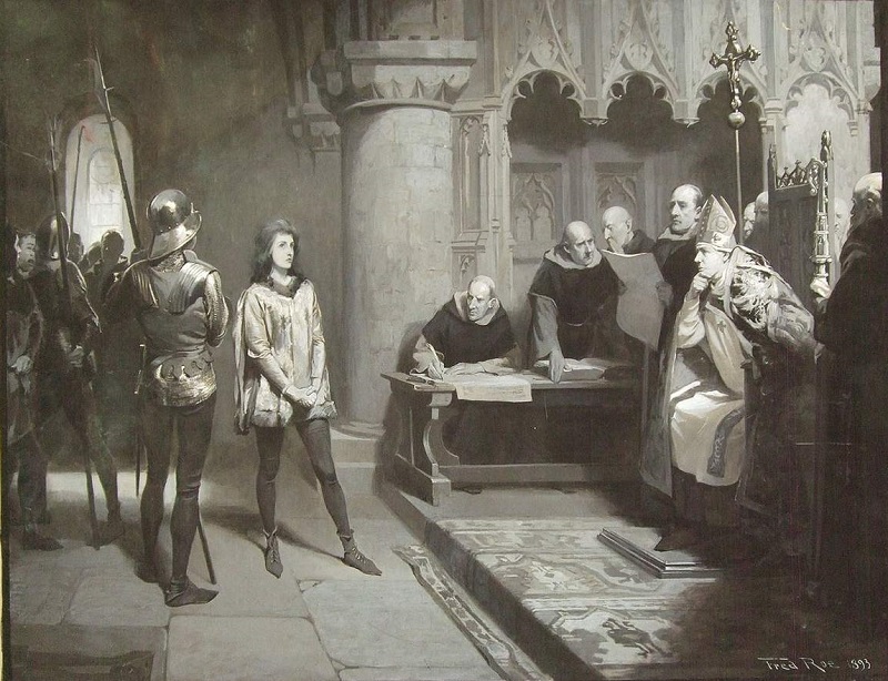 Sainte Jeanne d'Arc rsistant aux professeurs d'universit qui veulent la faire taire.