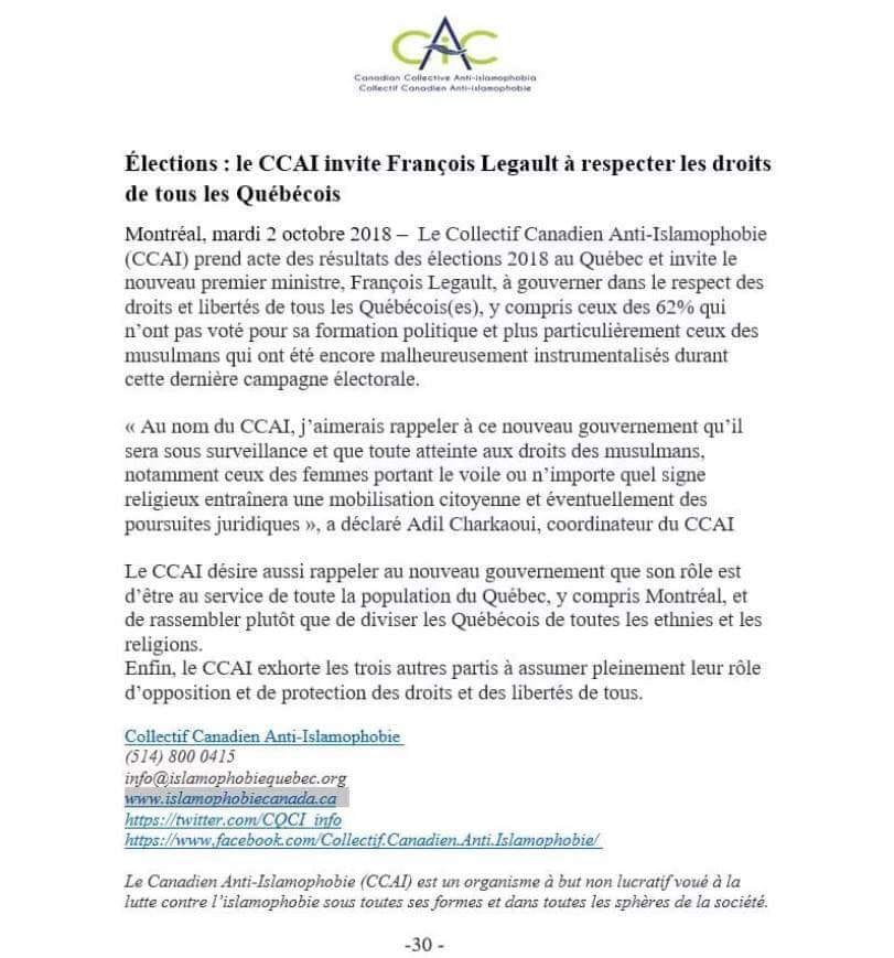 Lettre au Premier Ministre du Qubec.
