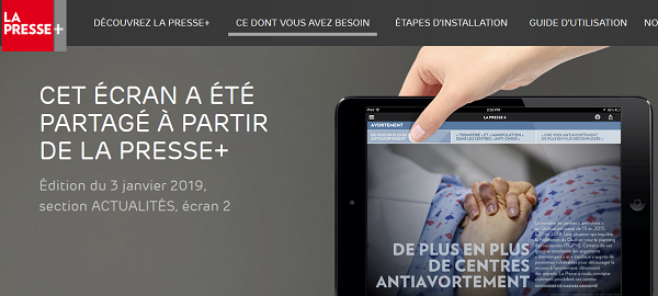 Clich d'cran de La Presse.