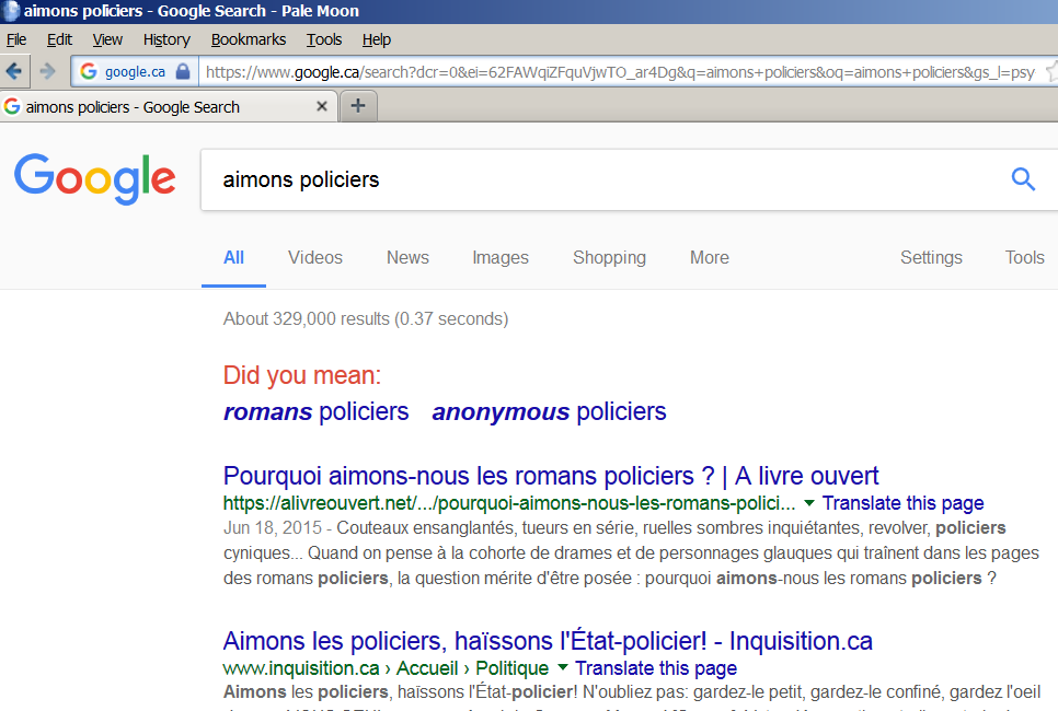 Aimons policiers dans Google, 2017-dc-24.